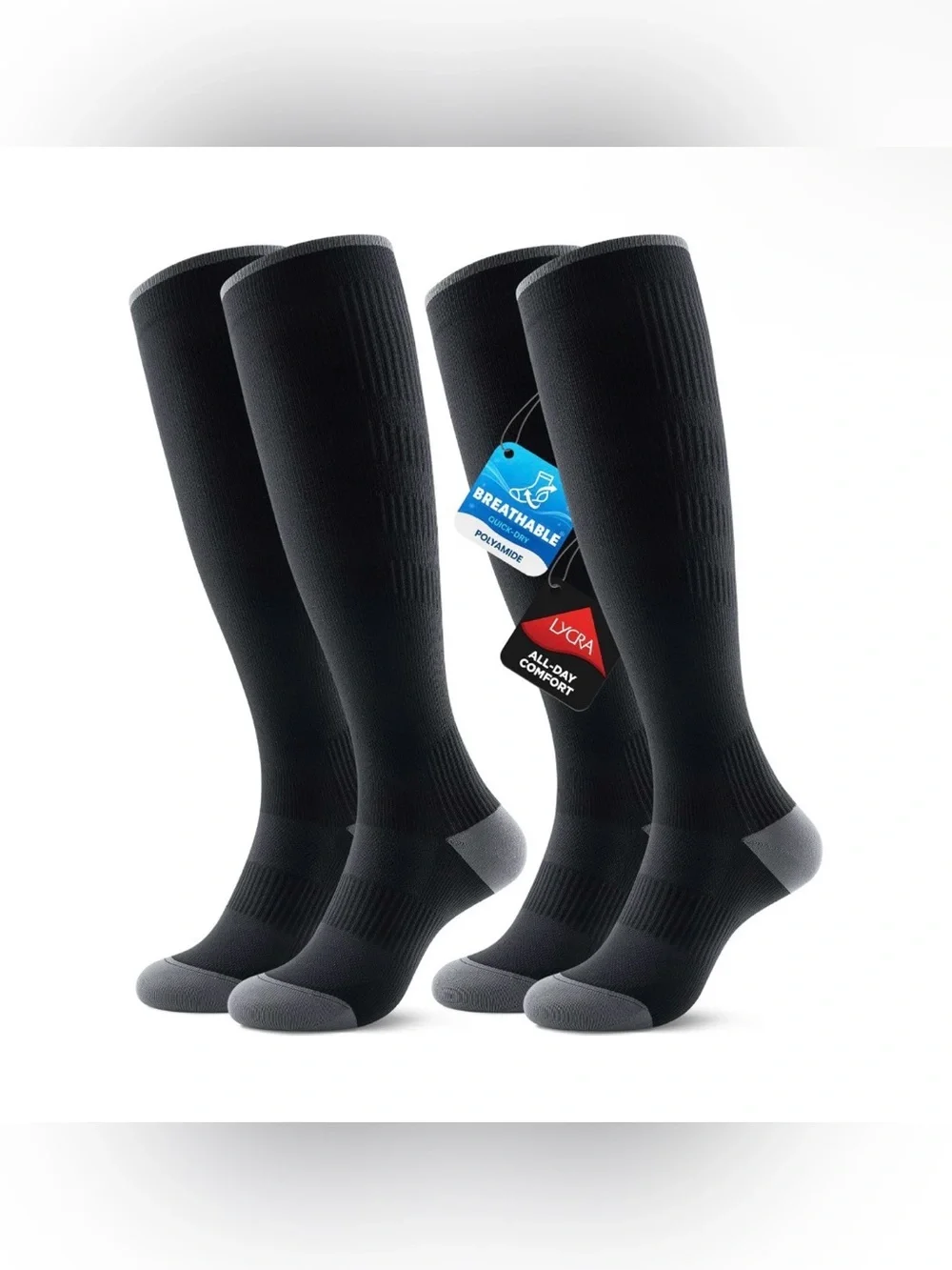 Breathable Compression Socks for Women and Men,15-20 mmHg,2 Pairs L/XL